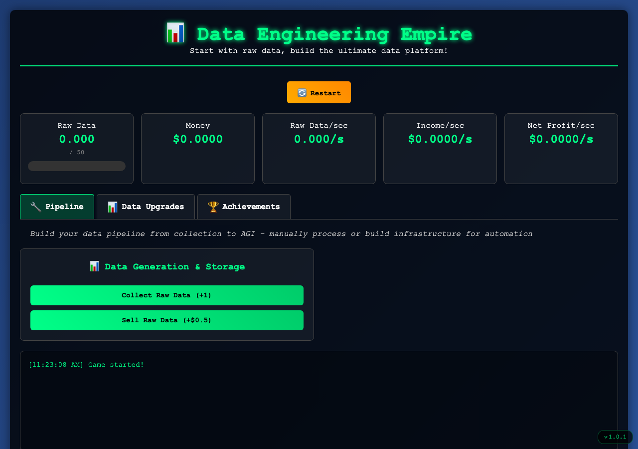 Data Engineering Empire game screenshot
